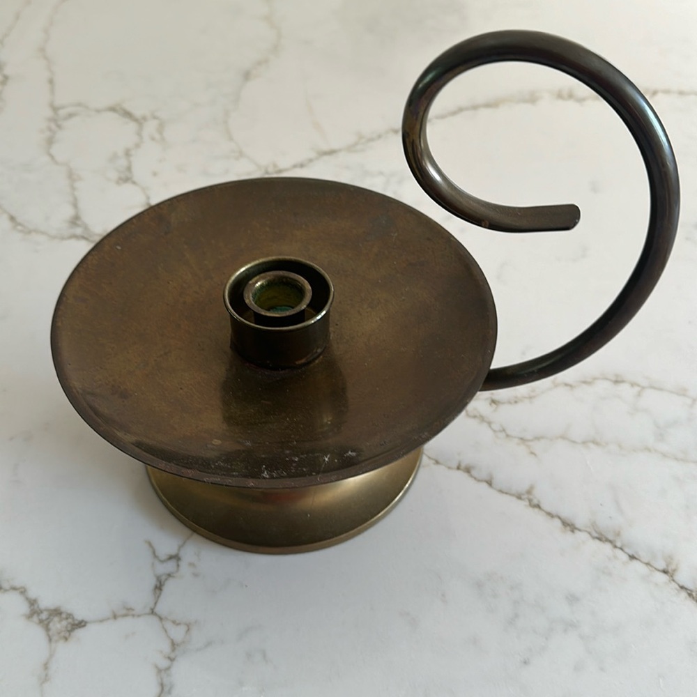 Vintage Brass Antique Chamber Candlestick Holder